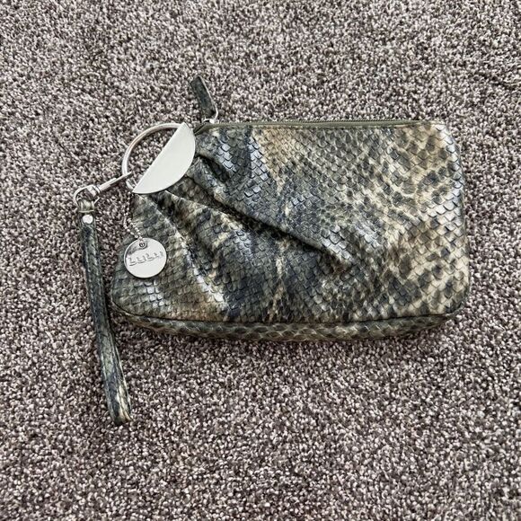 Lulu Wristlet Purse with Silver Accent Leopard print Faux Leather - Picture 1 of 7